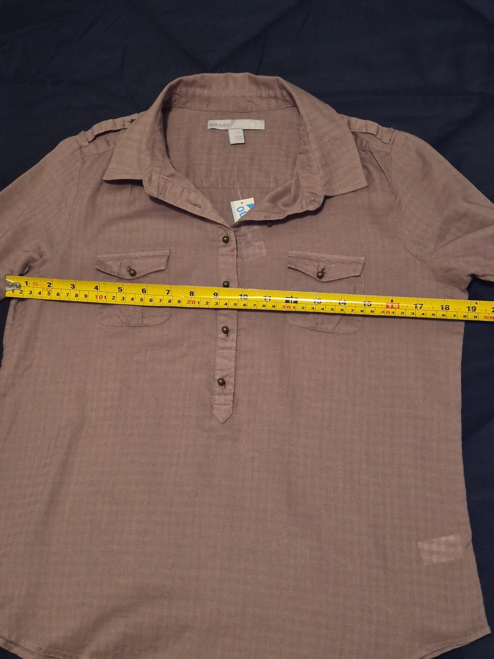 Old Navy Mauve Brown Long Sleeve Button Pullover Blouse - Picture 4 of 7
